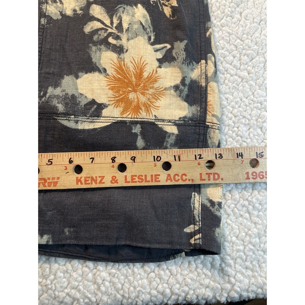 Free People Pants Womens XL Gray Linen Blend Wide Leg Floral Ankle Pull On Boho - Picture 2 of 9